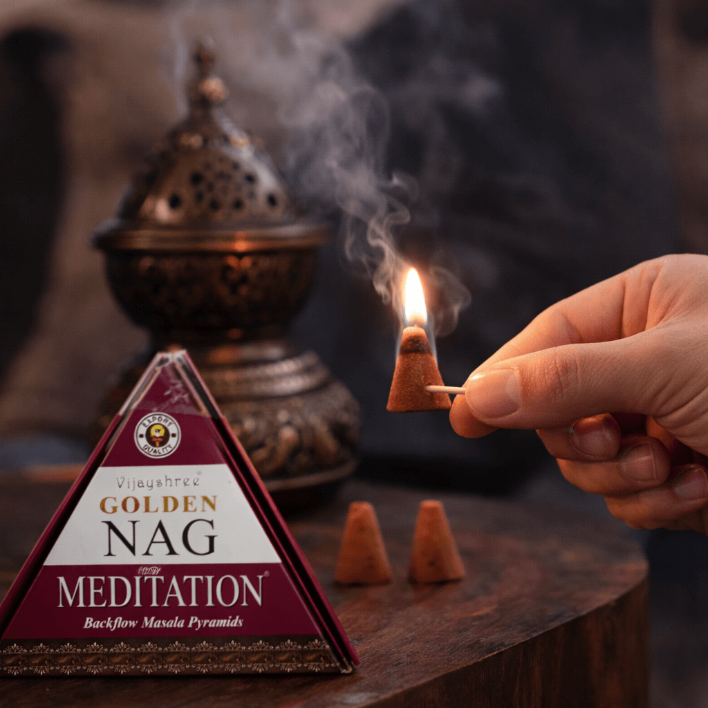 Conuri Parfumate Backflow Golden Nag Meditation - Piramida Sacra pentru Liniste si Claritate