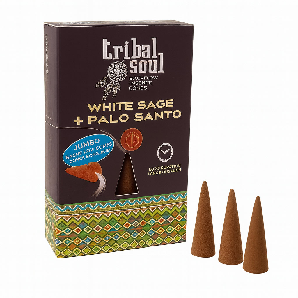 10 Conuri Tribal Soul Backflow Incense – Salvie Alba si Palo Santo