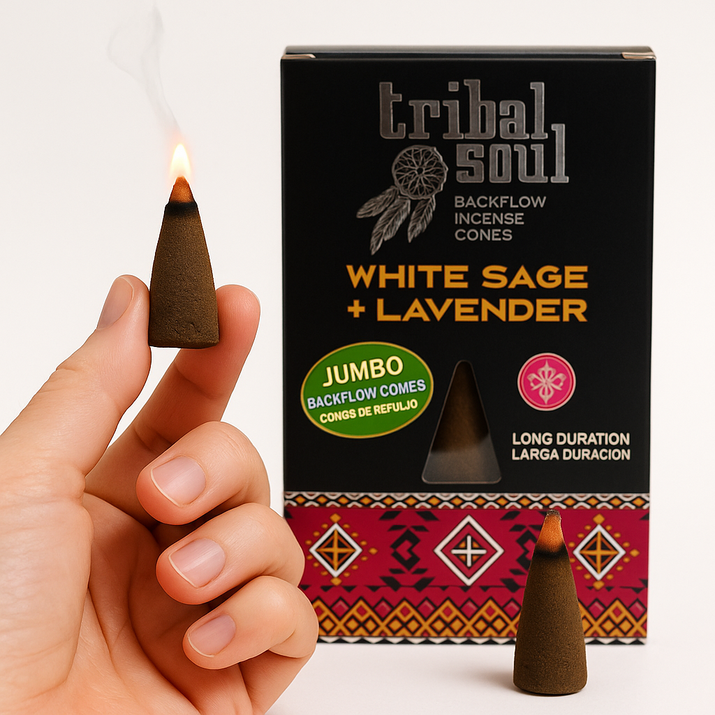 10 Conuri Tribal Soul Backflow Incense - Salvie si Lavanda