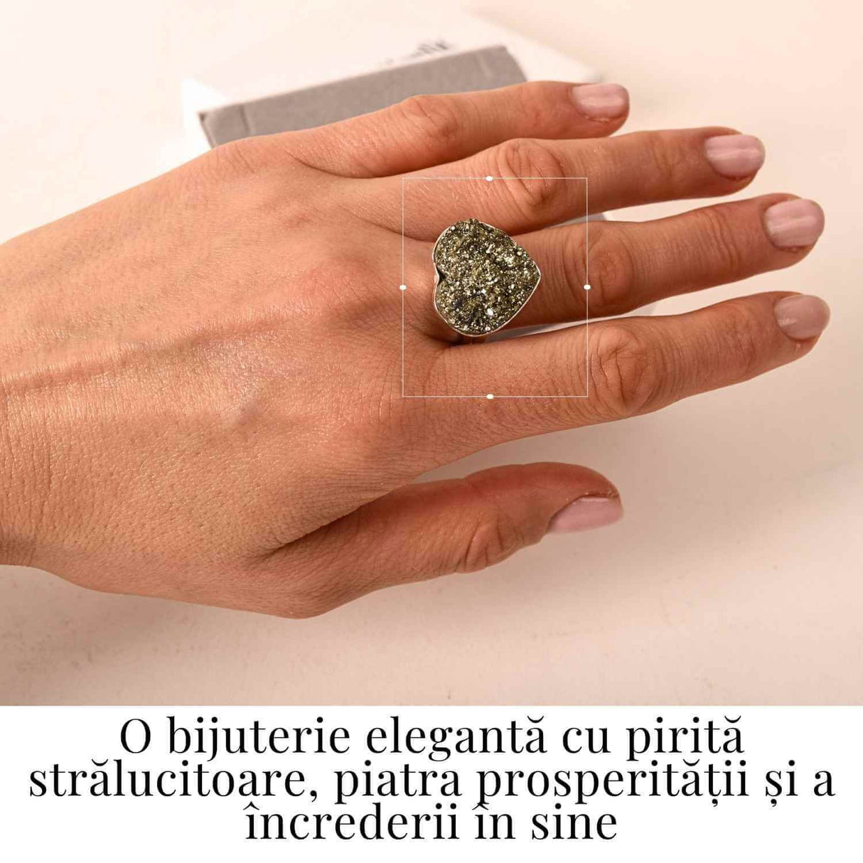 Inel din Argint 925 cu Pirita Naturala in Forma de Inima - Protectie si incredere in Sine