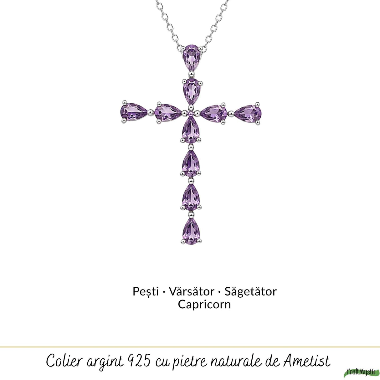 925 Silver Necklace with Faceted Teardrop Natural Amethyst – Symbol of Calm and Clarity
