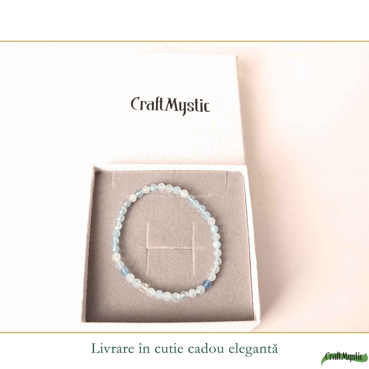 Bratara cu Acvamarin Fatetat Natural 4 mm – Calm, Claritate si Comunicare Autentica