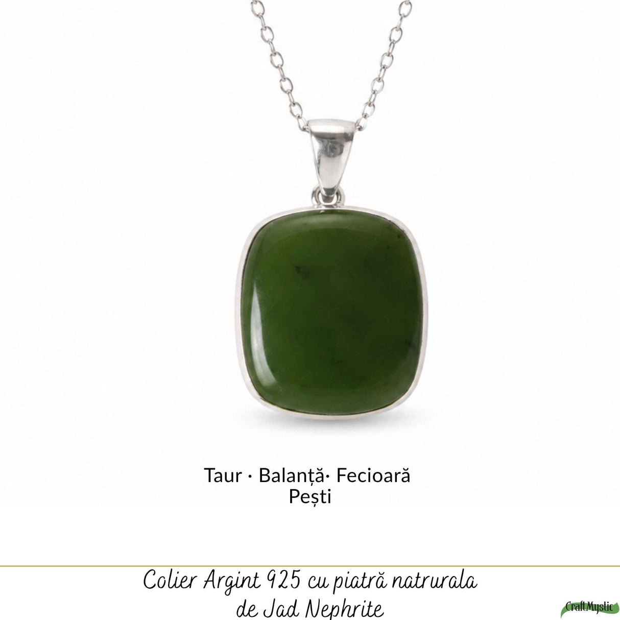 Colier Argint 925 cu Jad Nefrit Natural – Simbol al Armoniei si Prosperitatii