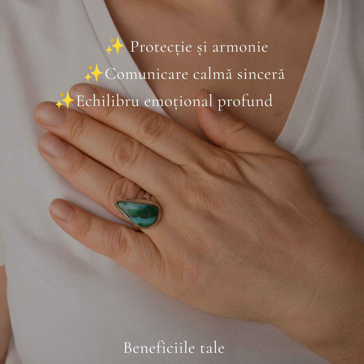 925 Sterling Silver Necklace with Malachite and Chrysocolla Teardrop – Protection and Harmony