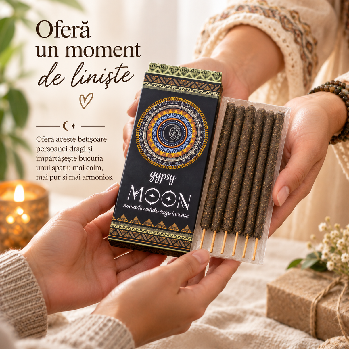 Bețișoare parfumate Gypsy MOON Salvie Albă, 6 bucăți