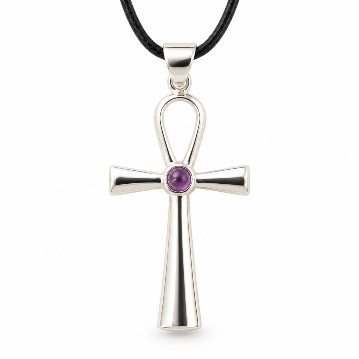 Colier cu Ametist natural și pandantiv Ankh