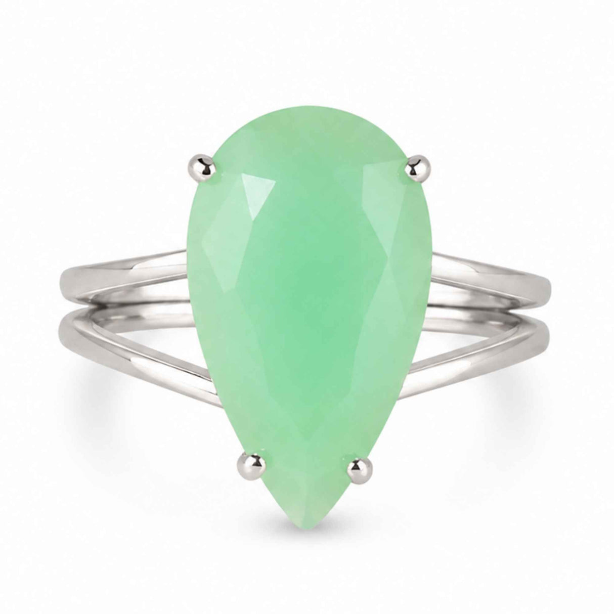925 Sterling Silver Necklace with Natural Rectangular Chrysoprase – Balance, Optimism, and Elegance