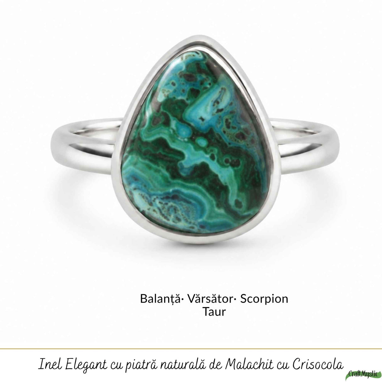 925 Sterling Silver Necklace with Malachite and Chrysocolla Teardrop – Protection and Harmony