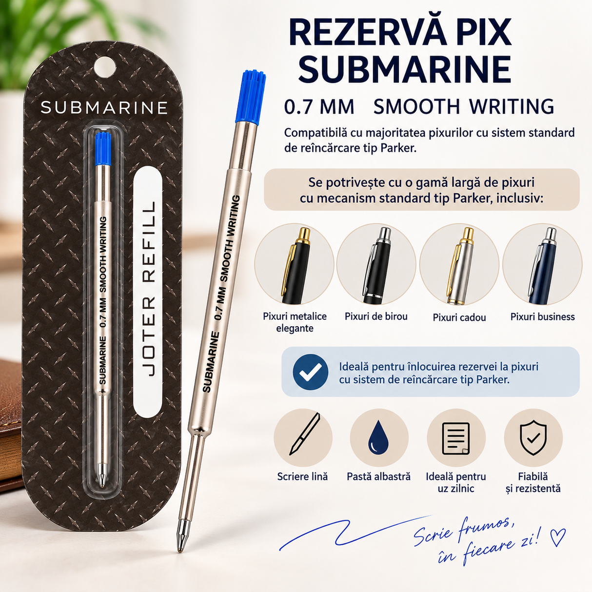 Rezervă pix Submarine Joter 0.7 mm cu aromă de cafea