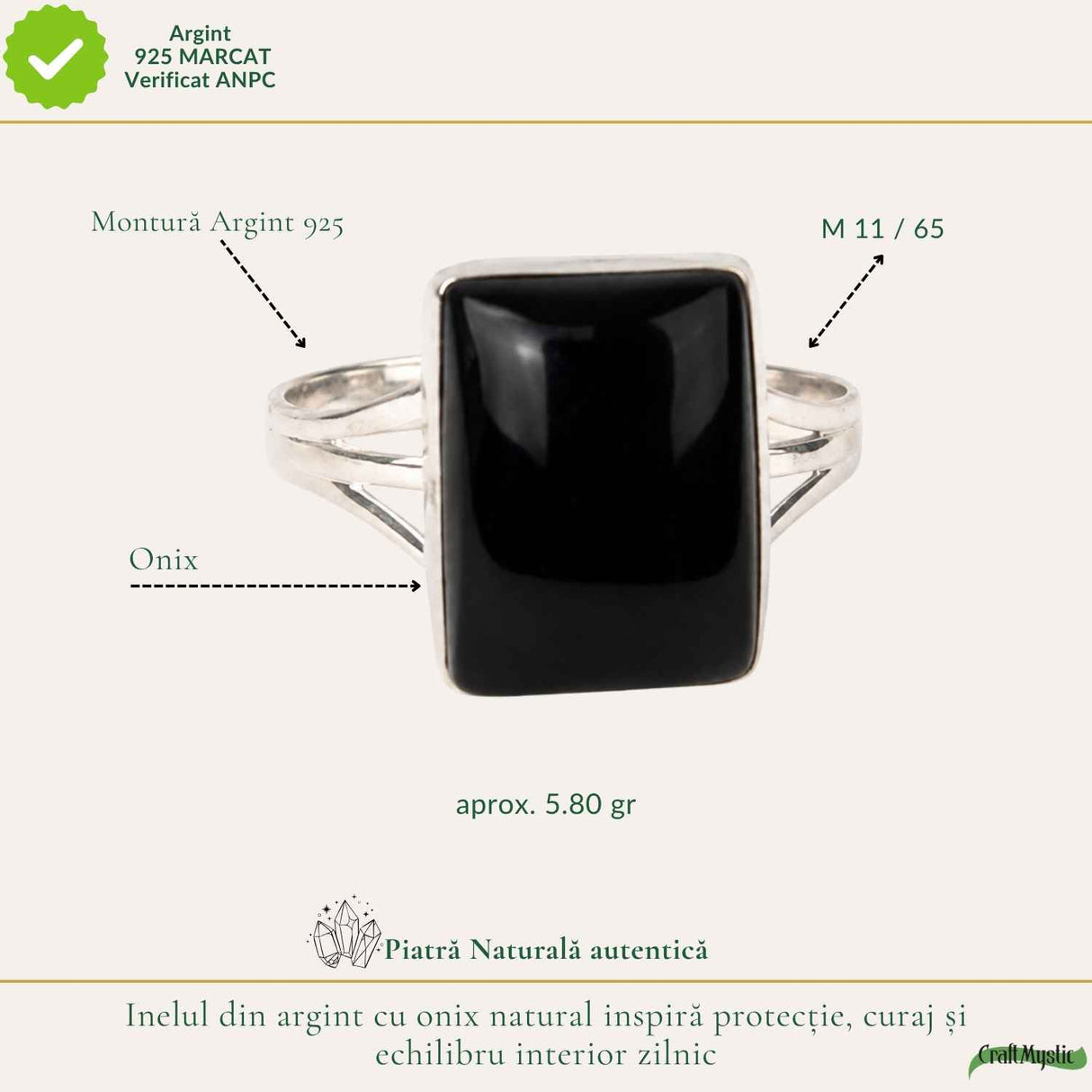 Men's 925 Sterling Silver Ring with Onyx – Protection and Masculine Elegance