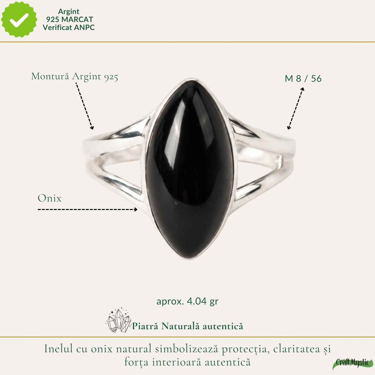 Men's 925 Sterling Silver Ring with Onyx – Protection and Masculine Elegance