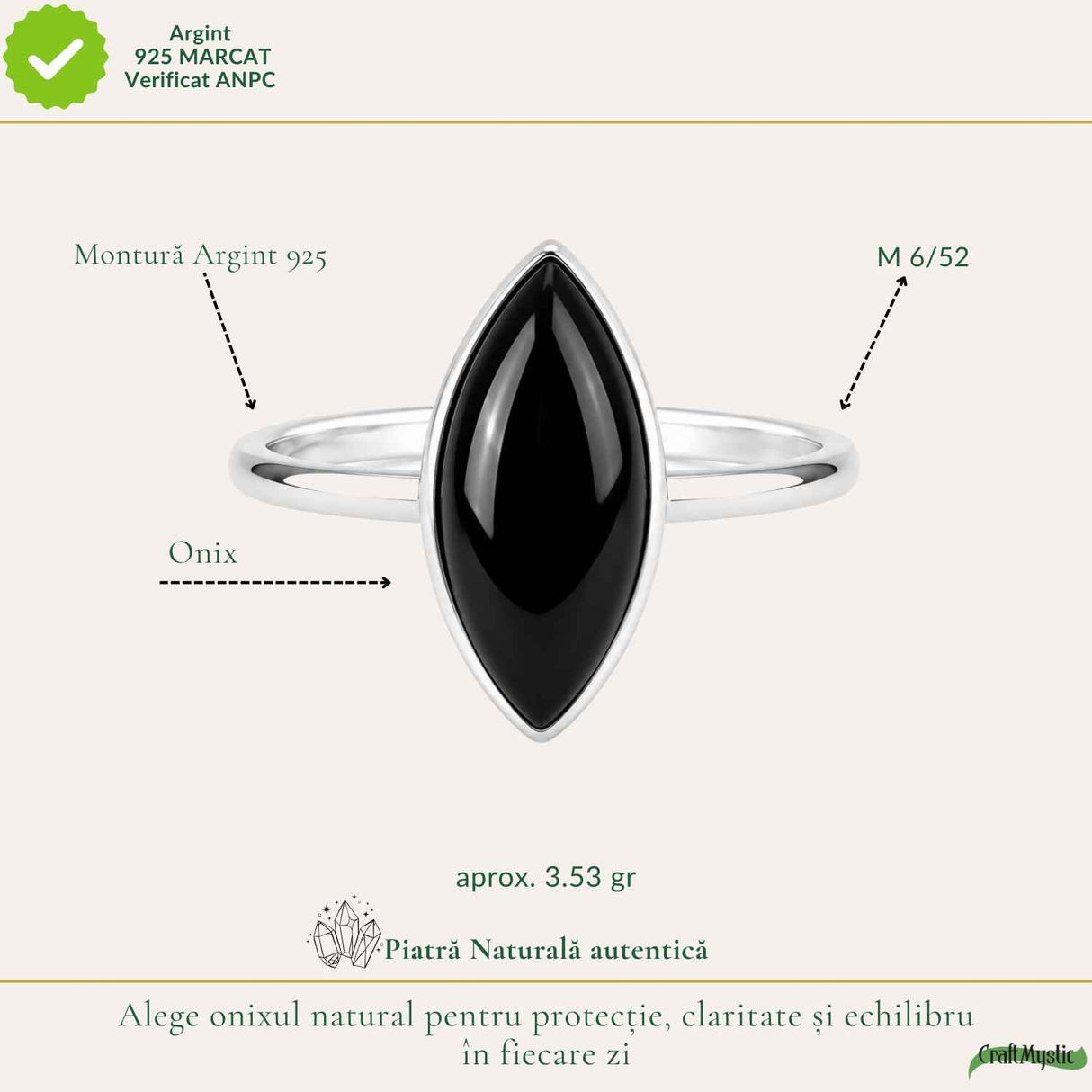 Men's 925 Sterling Silver Ring with Onyx – Protection and Masculine Elegance