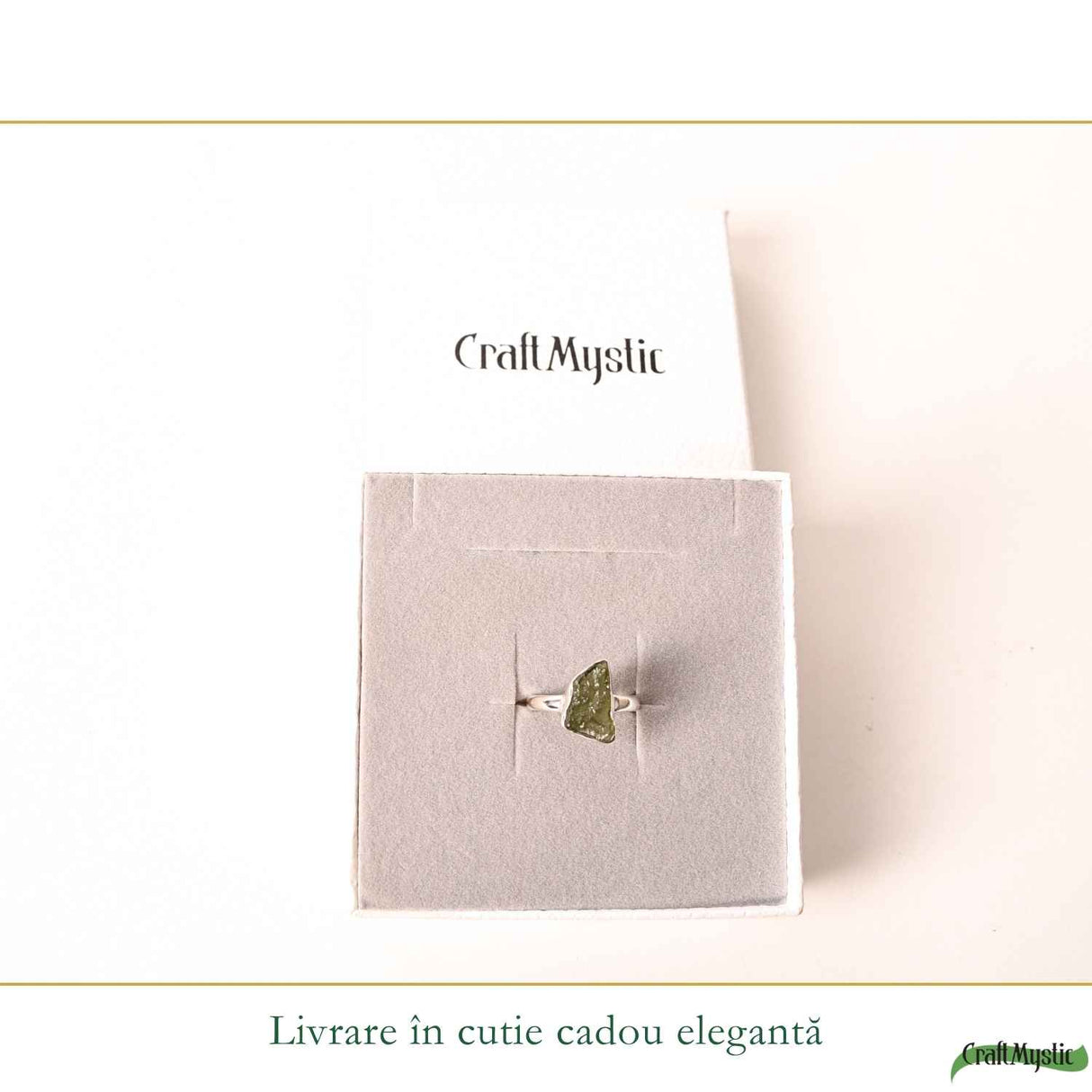 Inel din argint 925 cu Moldavit natural, fiecare piatră unică