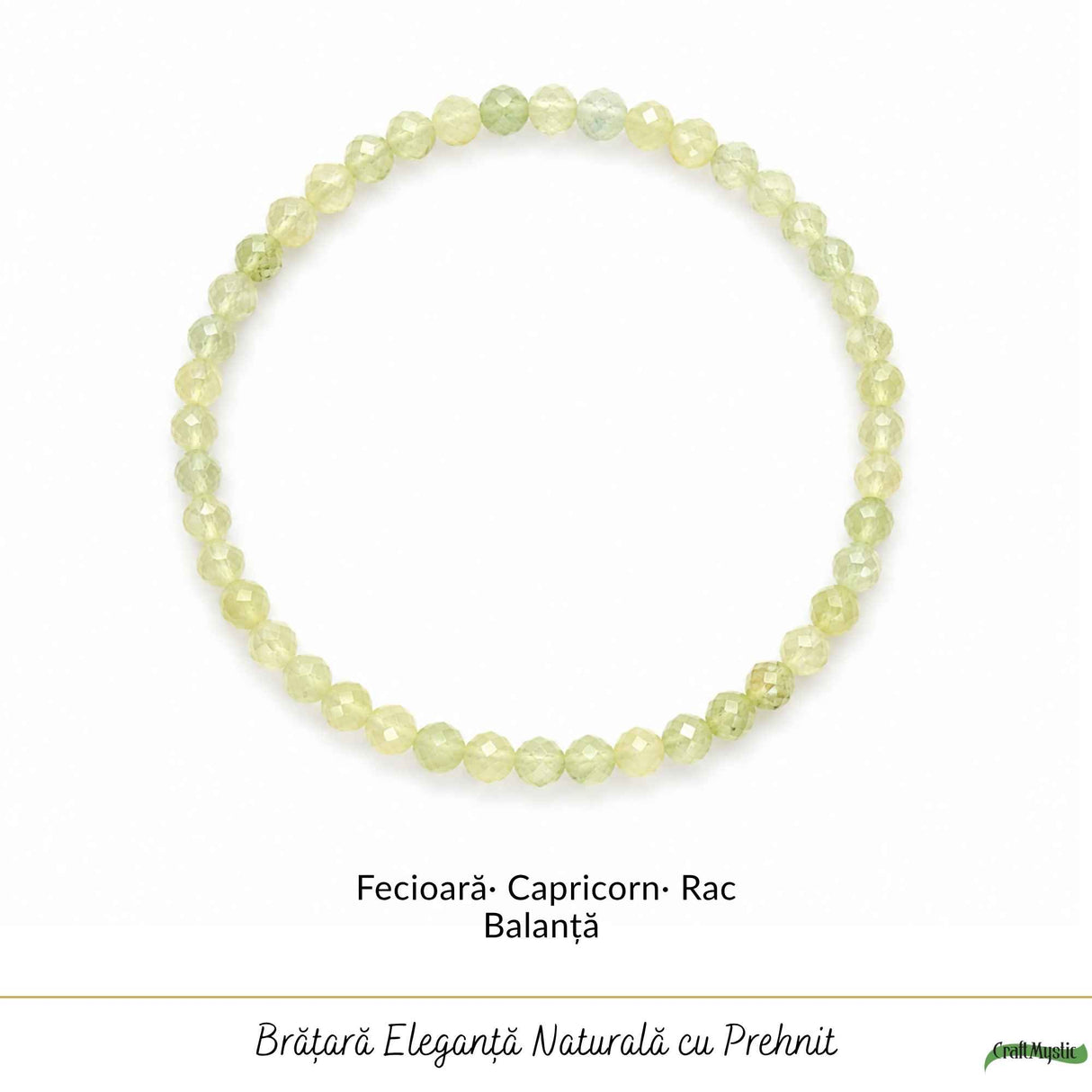 Bratara cu Prehnit Fatetat Natural 4 mm – Calm, Armonie si Echilibru Emotional