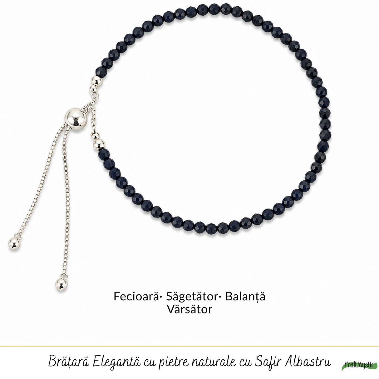 Bratara Argint 925 cu Safir Albastru Fatetat Natural 3 mm - Claritate si Intelepciune