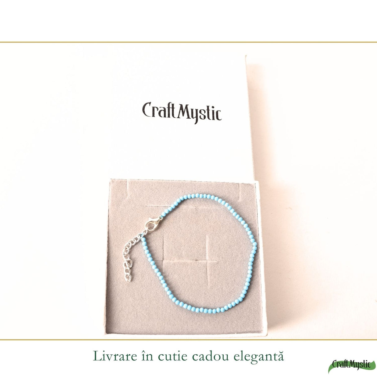 Detaliu brățară de picior cu Turcoaz fațetat de 2 mm