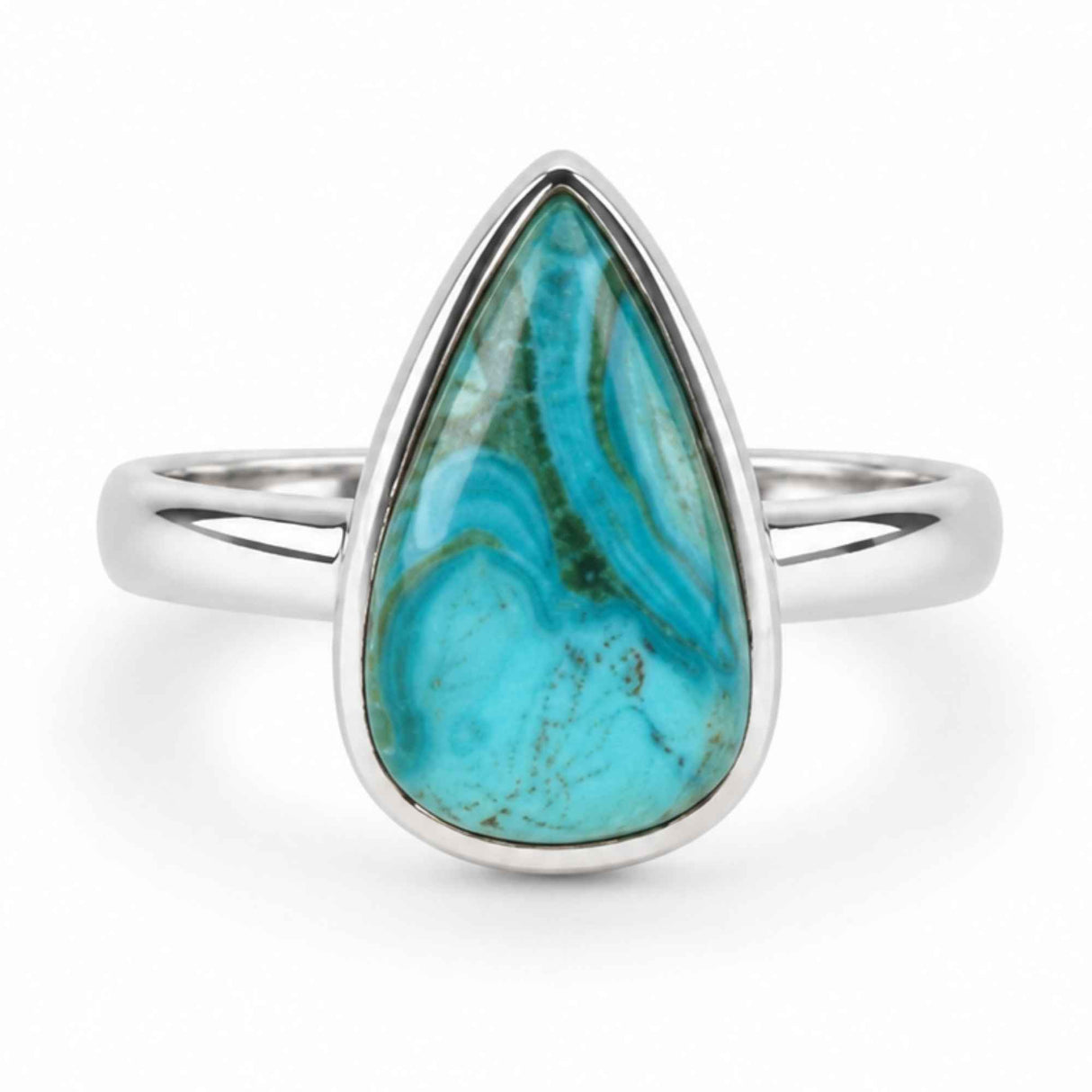 925 Sterling Silver Necklace with Malachite and Chrysocolla Teardrop – Protection and Harmony