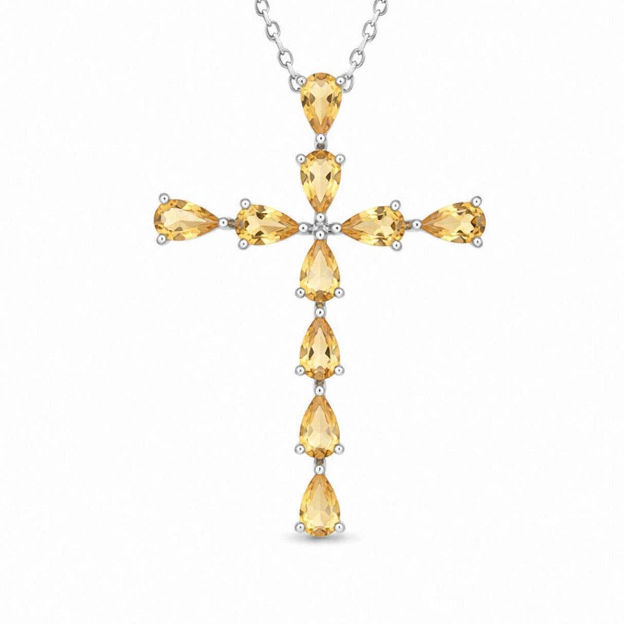 Natural citrine lotus necklace in 925 silver – energy, optimism, and balance