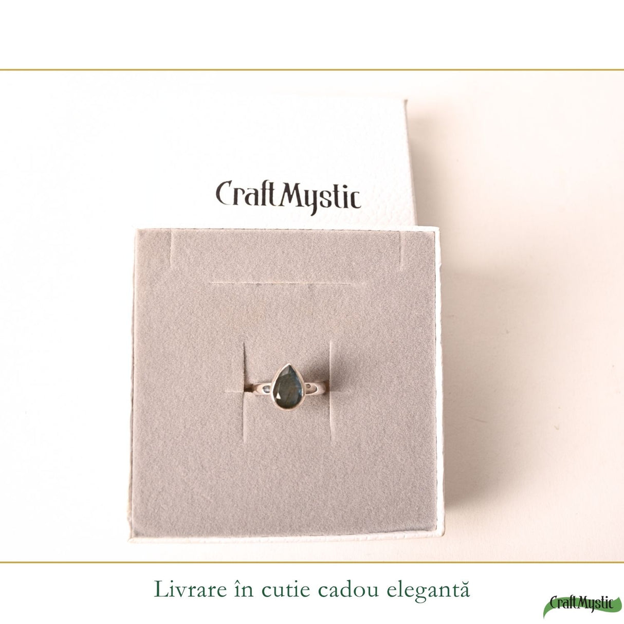 Inel din argint 925 cu Labradorit natural, formă de lacrimă