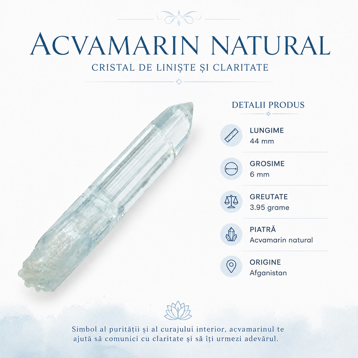 Detaliu structură naturală a Acvamarinului brut din Afganistan