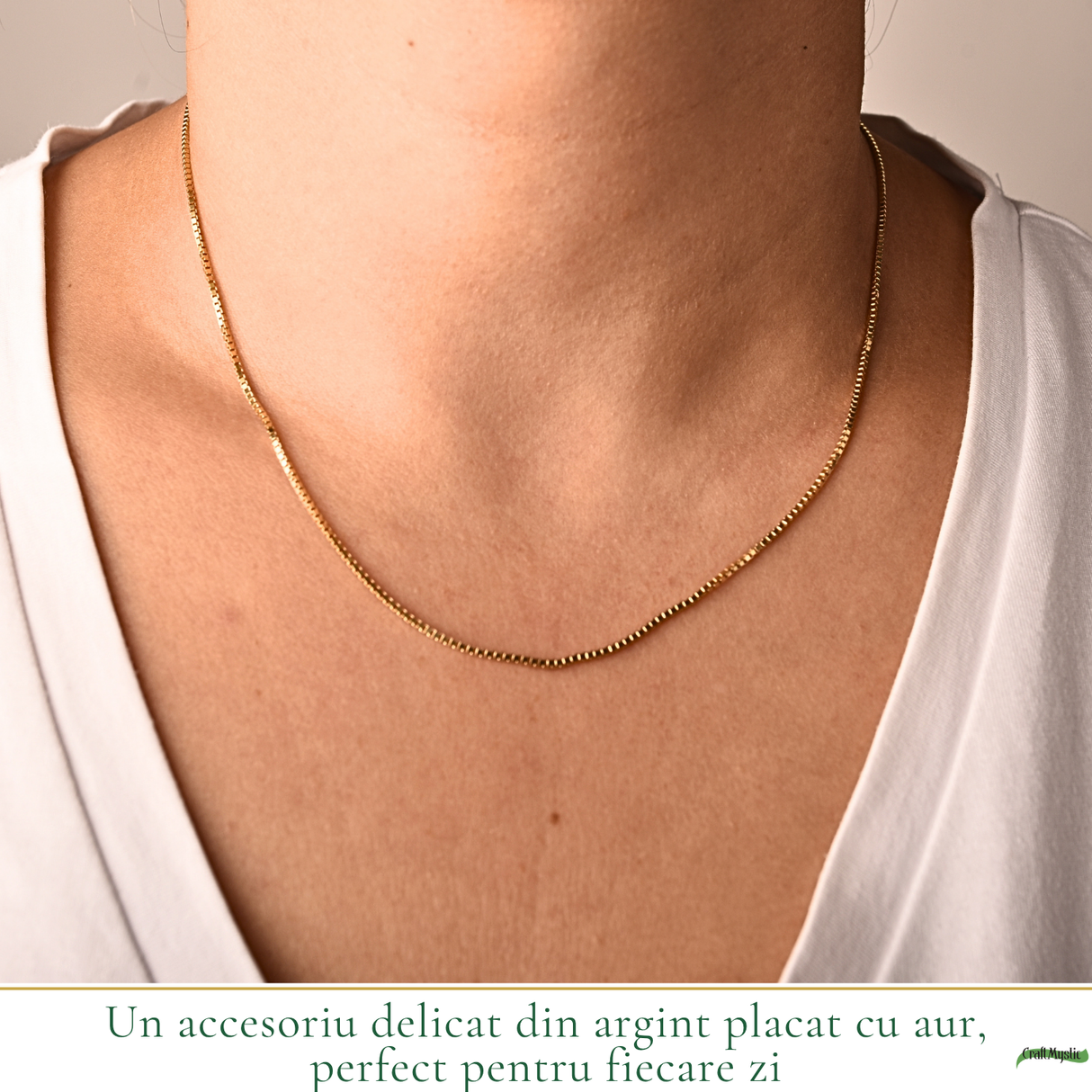 Lanț Argint 925 placat cu Aur 18K unisex model pătrat