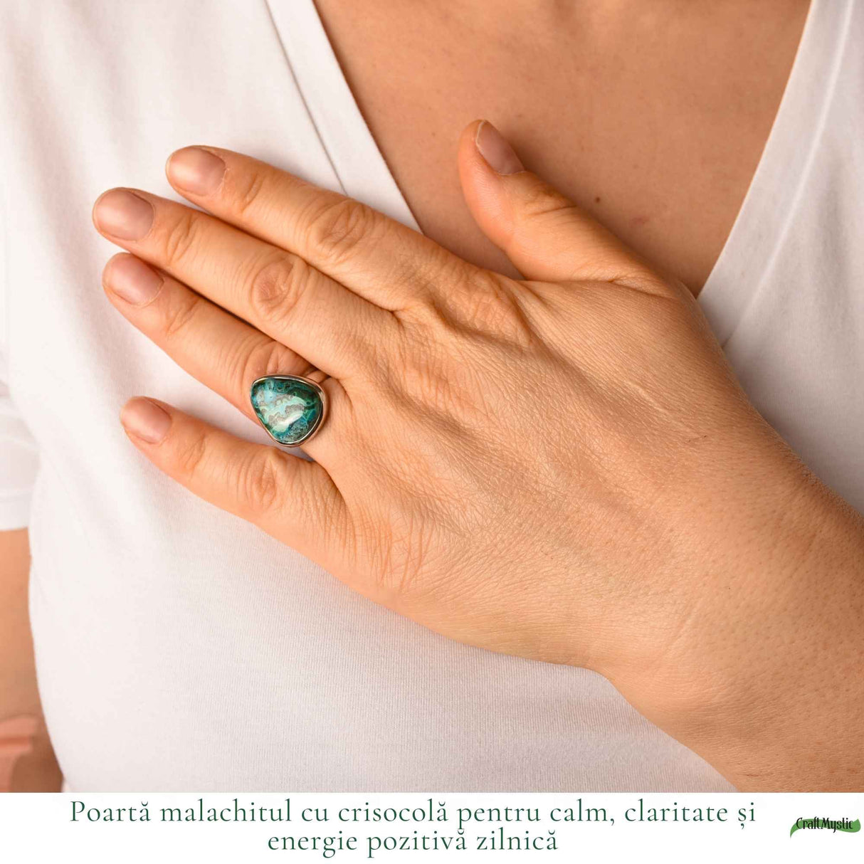 925 Sterling Silver Necklace with Malachite and Chrysocolla Teardrop – Protection and Harmony