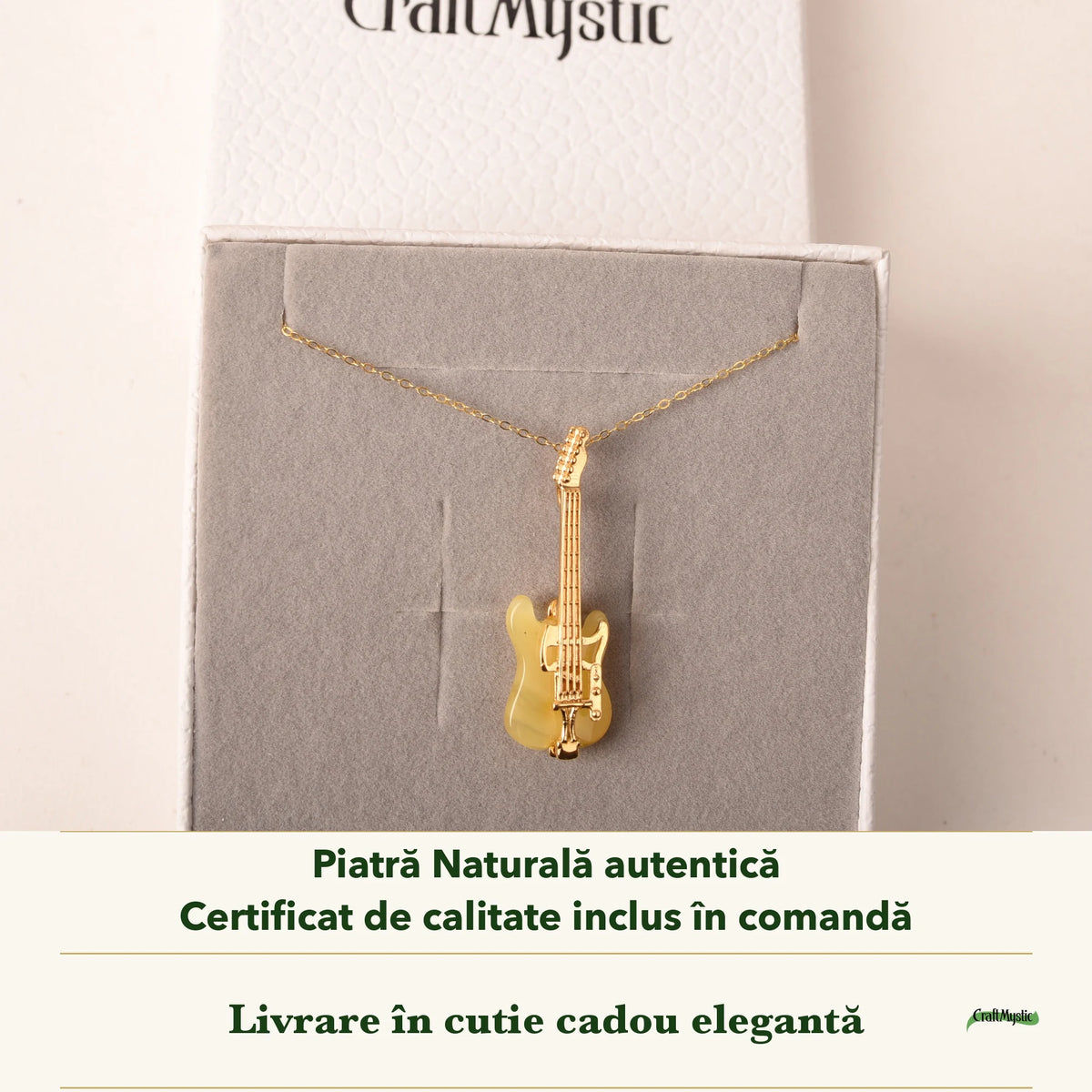Pandantiv cu Chihlimbar în cutia cadou CraftMystic, cu certificatul de calitate