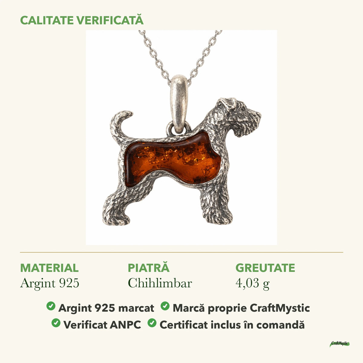 Colier cu Chihlimbar: material, dimensiunea pietrei, greutate și marcajul 925
