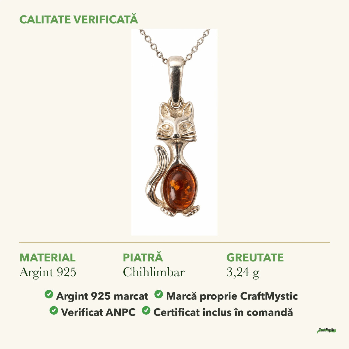 Colier cu Chihlimbar: material, dimensiunea pietrei, greutate și marcajul 925