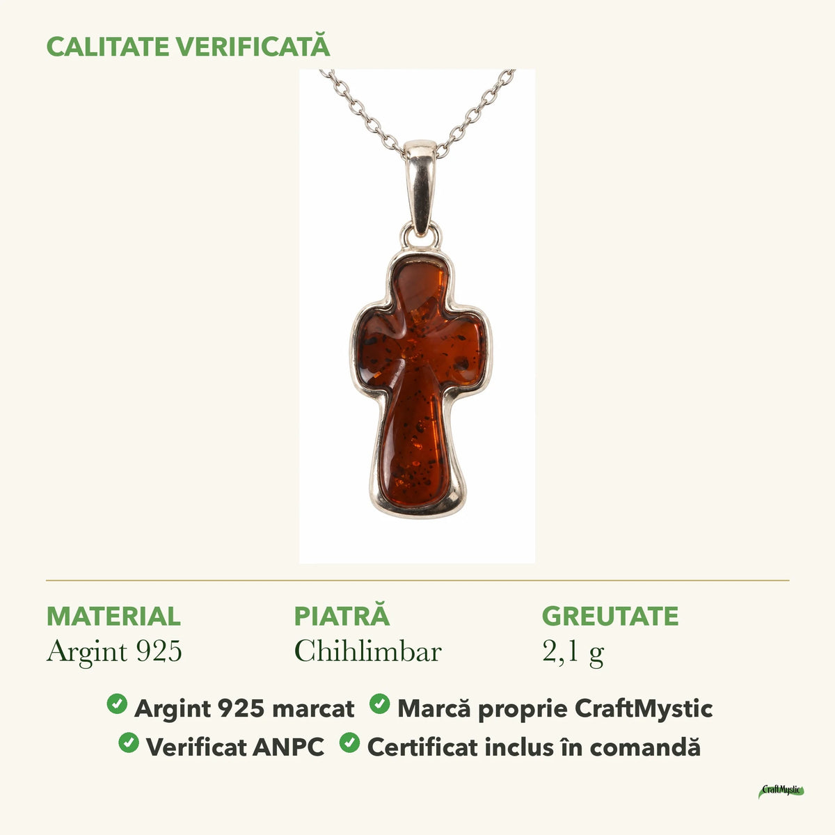 Colier cu Chihlimbar: material, dimensiunea pietrei, greutate și marcajul 925