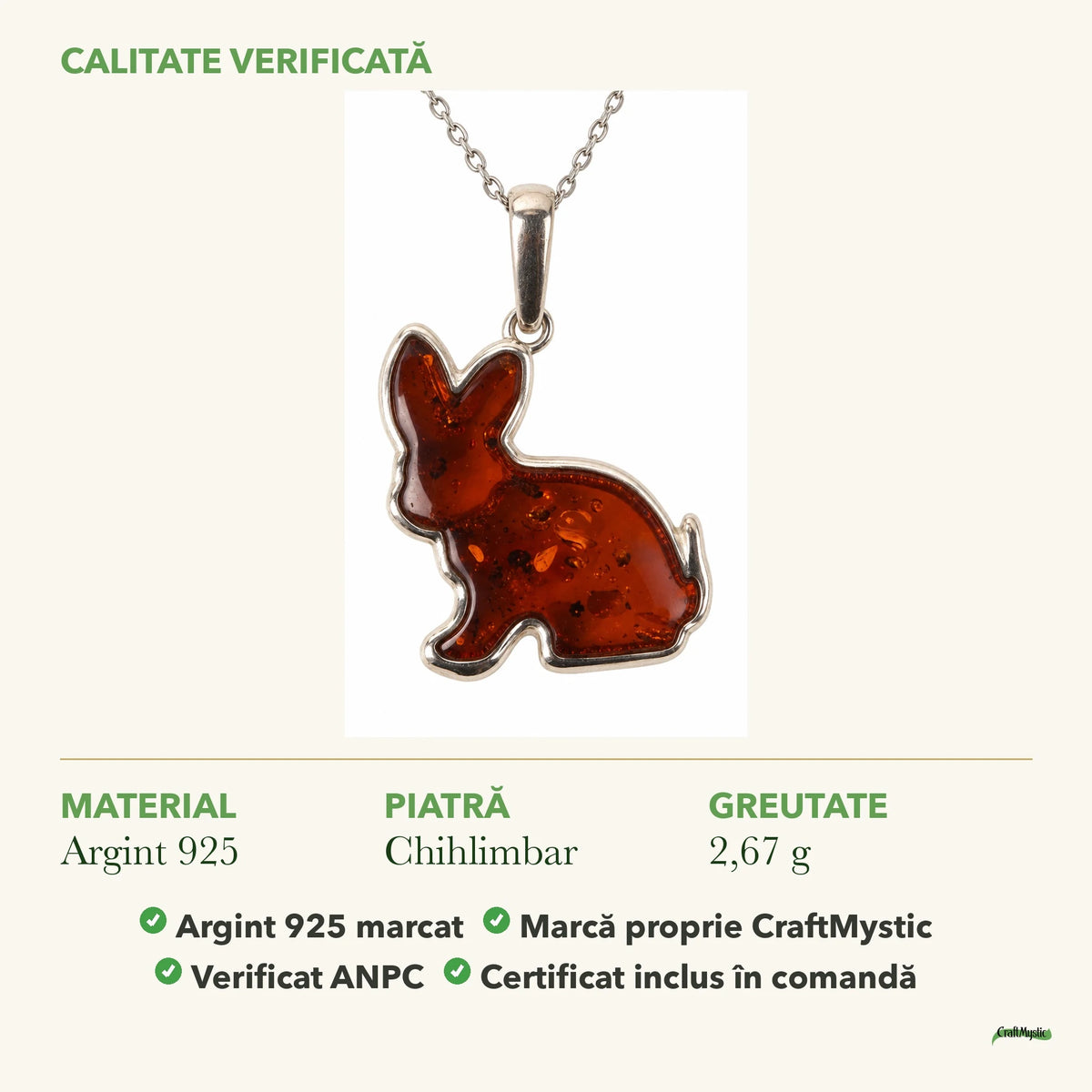 Colier cu Chihlimbar: material, dimensiunea pietrei, greutate și marcajul 925