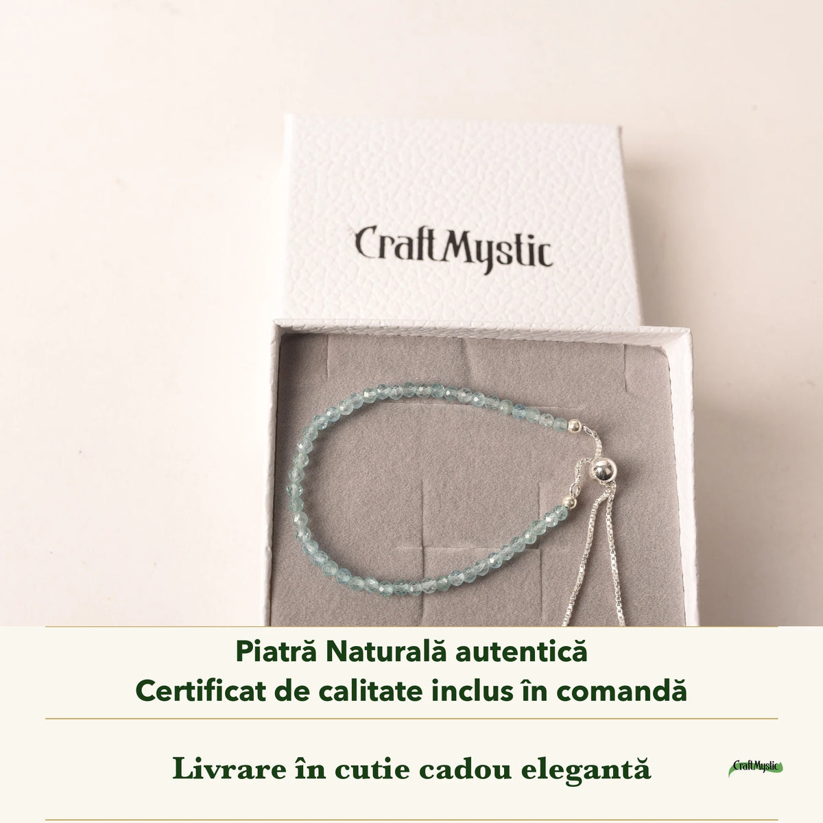 Brățară cu Apatit în cutia cadou CraftMystic, cu certificatul de calitate
