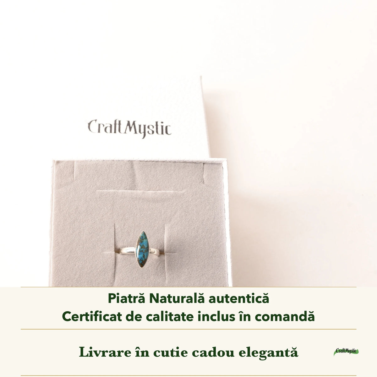 Inel cu Shattuckit în cutia cadou CraftMystic, cu certificatul de calitate
