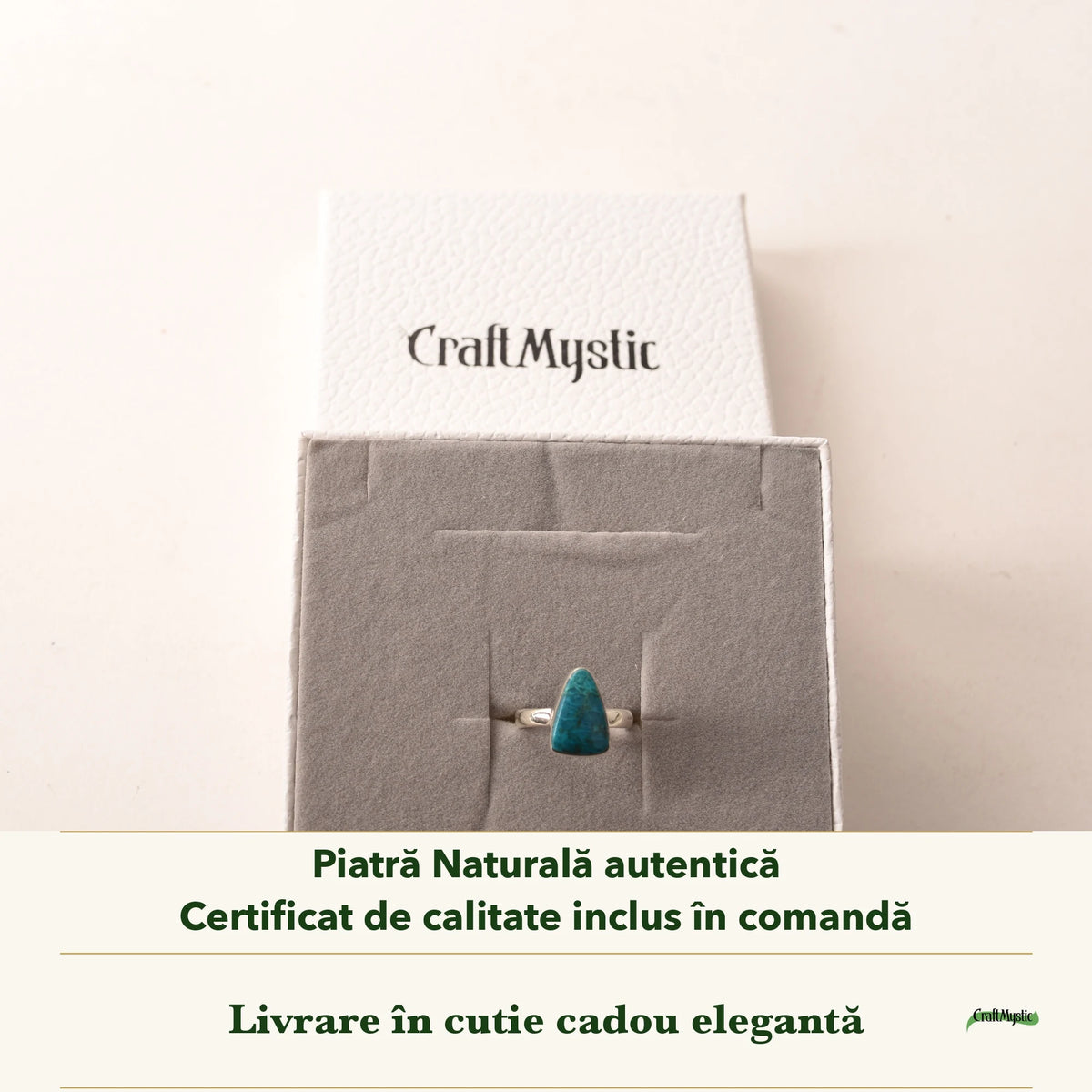 Inel cu Shattuckit în cutia cadou CraftMystic, cu certificatul de calitate