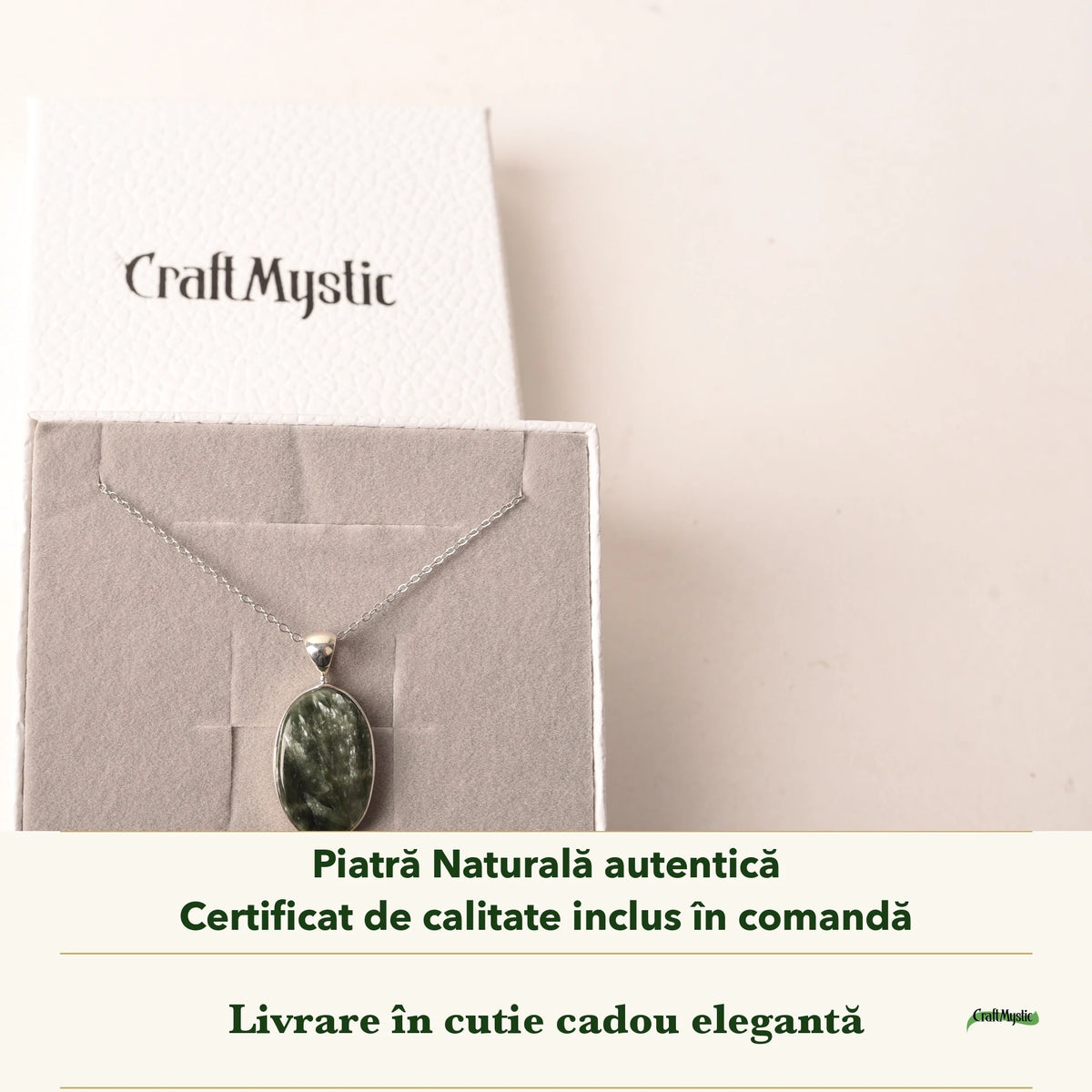 Colier cu Serafinit în cutia cadou CraftMystic, cu certificatul de calitate