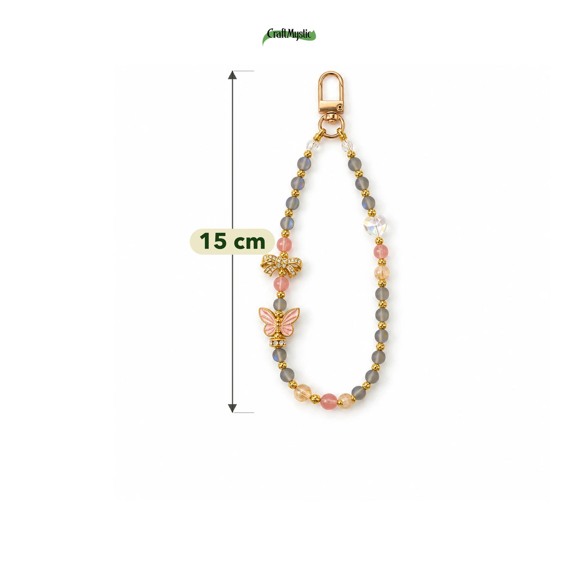 Charm cu Cuart Galben și Sticla — CraftMystic