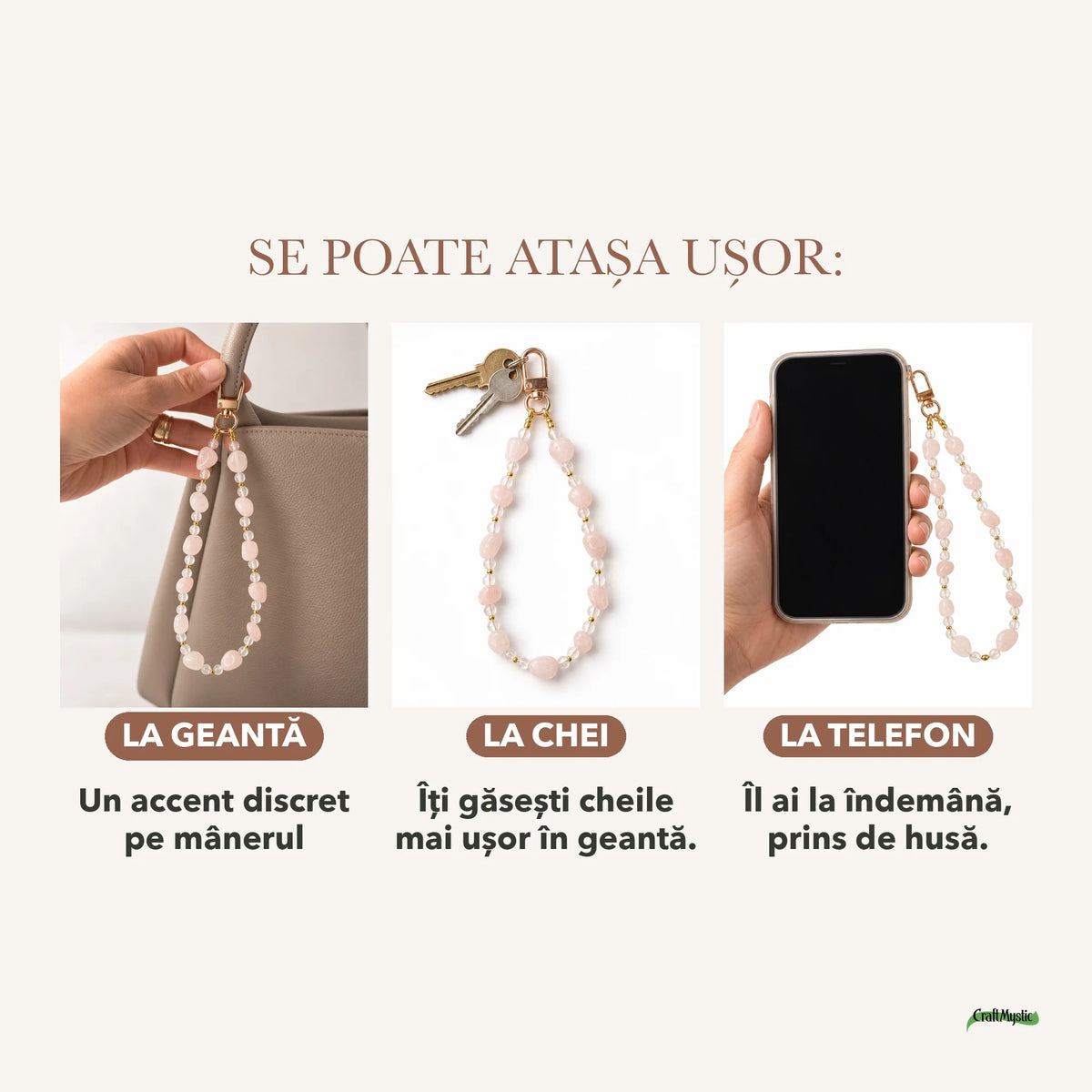 Charm cu Cuarț Roz și Sticla — CraftMystic
