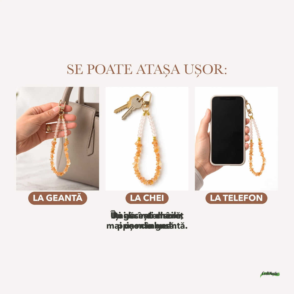 Charm cu Citrin și Sticla — CraftMystic