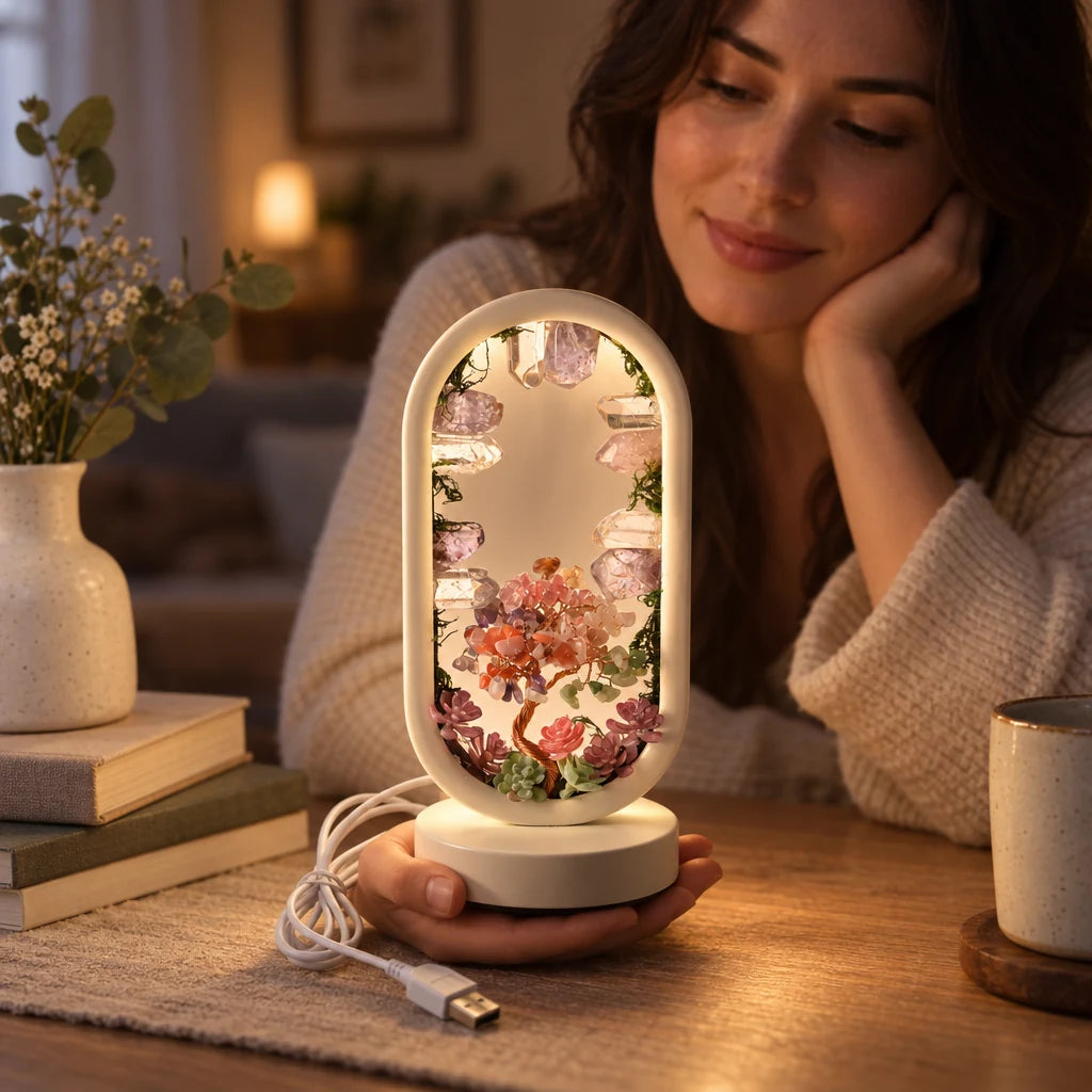 Lampă cu Ametist și Cuarț de Stâncă — CraftMystic