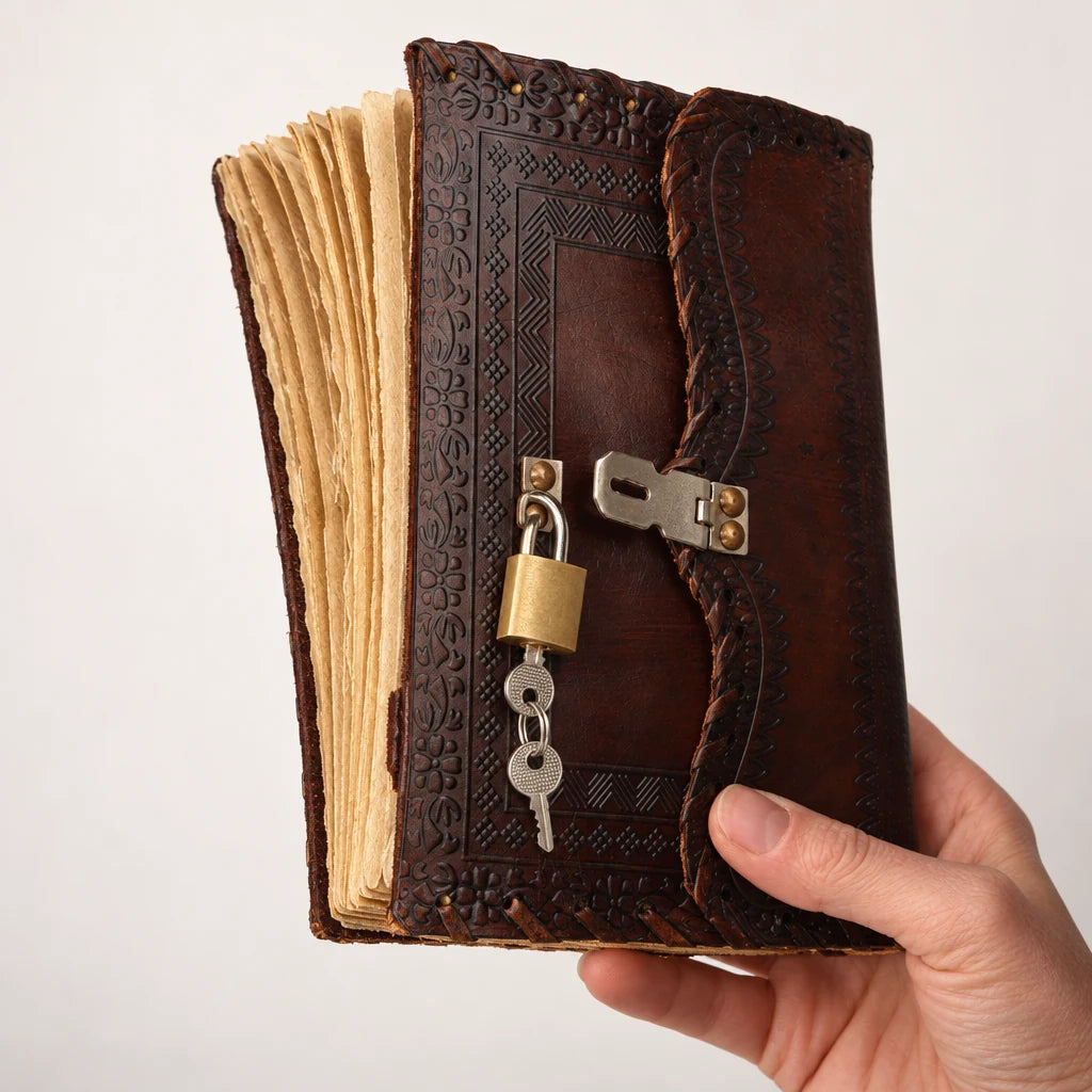 Jurnal din Coperta din piele si hartie de bumbac galbena — CraftMystic