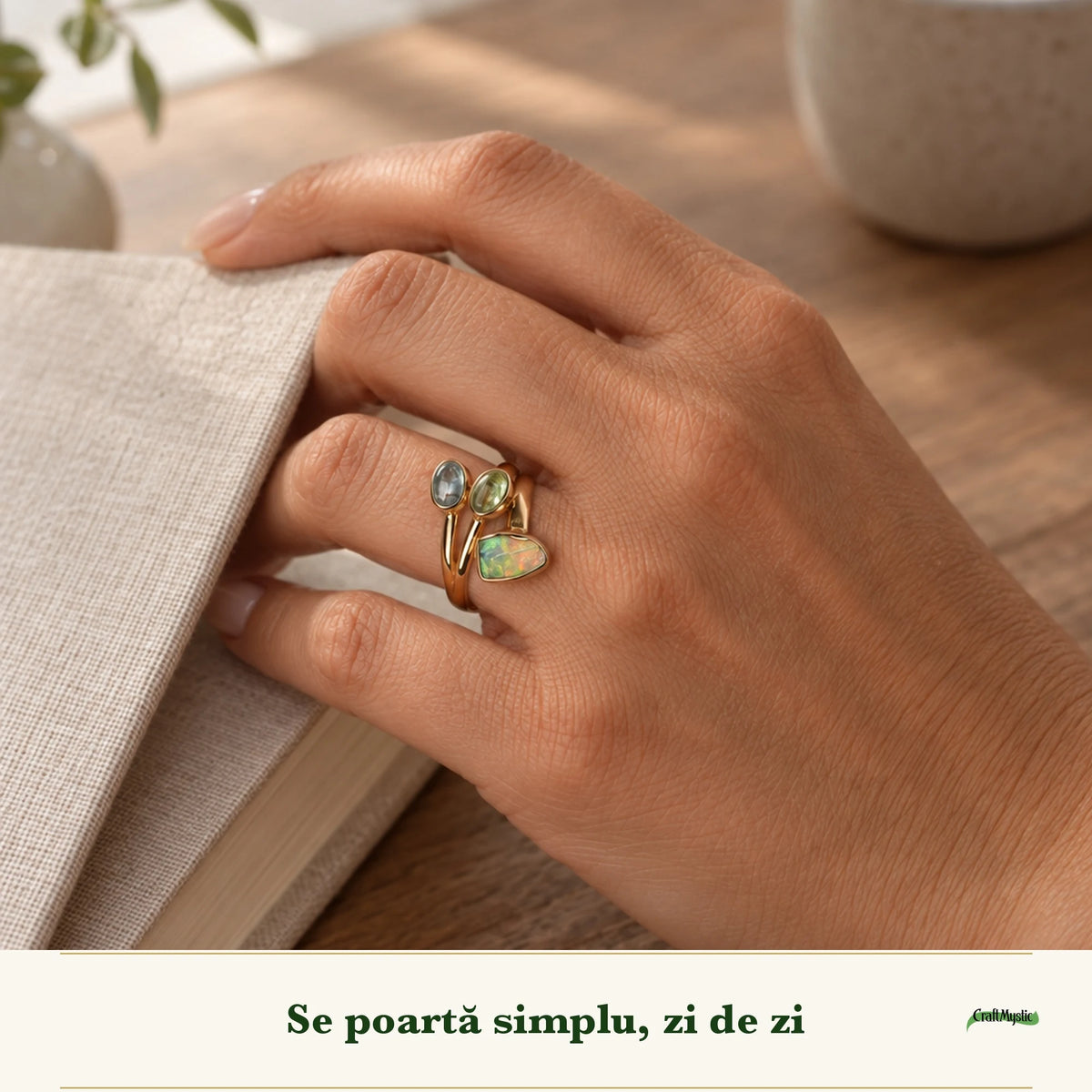 Unde se poartă Inel cu Opal Etiopian, Kyanit Verde și Kyanit Aqua