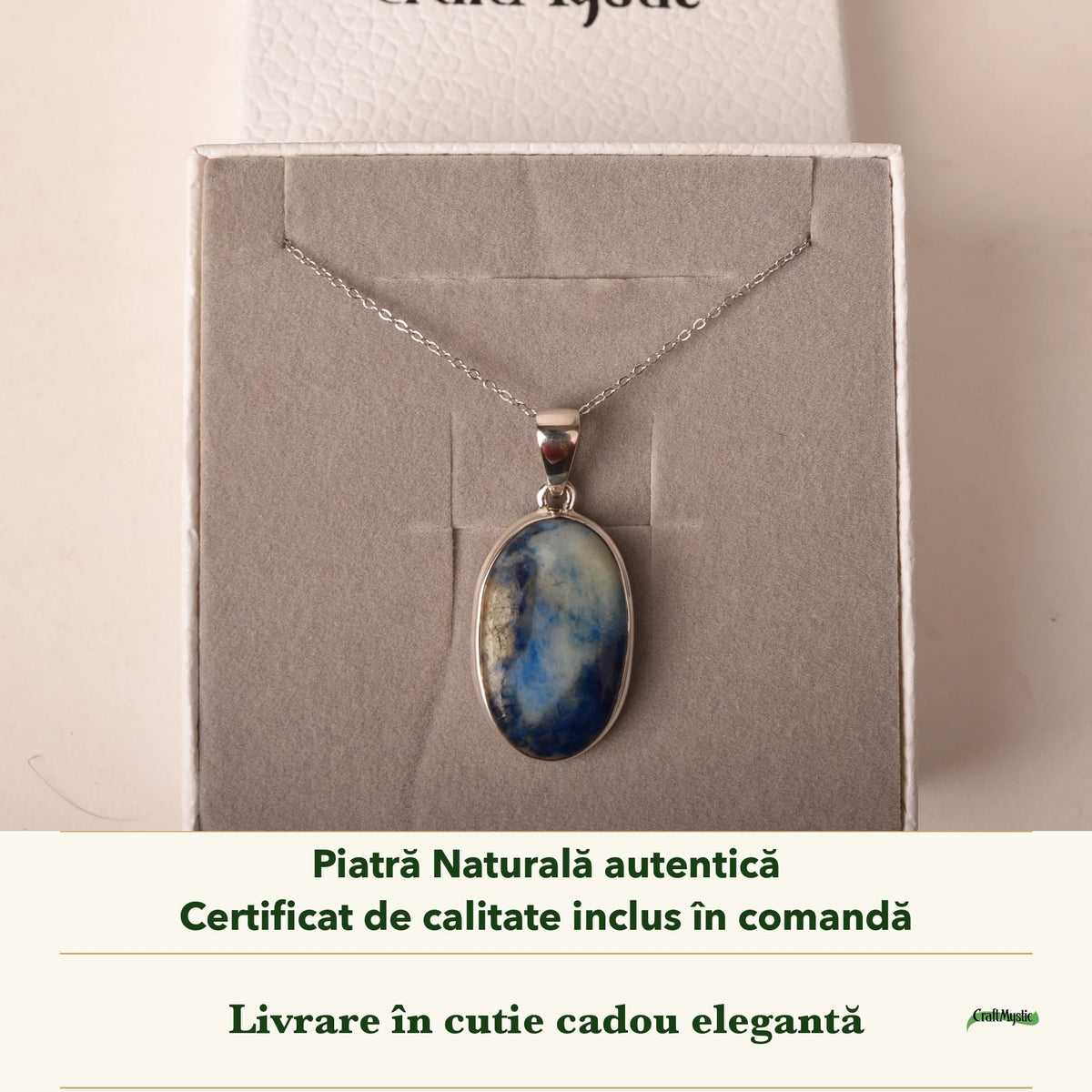 Colier cu Afganit în cutia cadou CraftMystic, cu certificatul de calitate