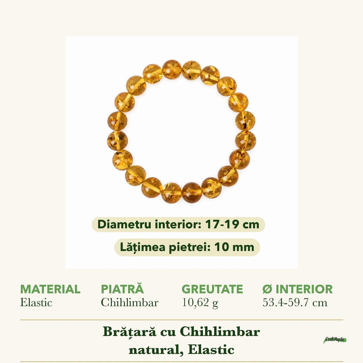 Dimensiunile și potrivirea pentru Brățară cu Chihlimbar