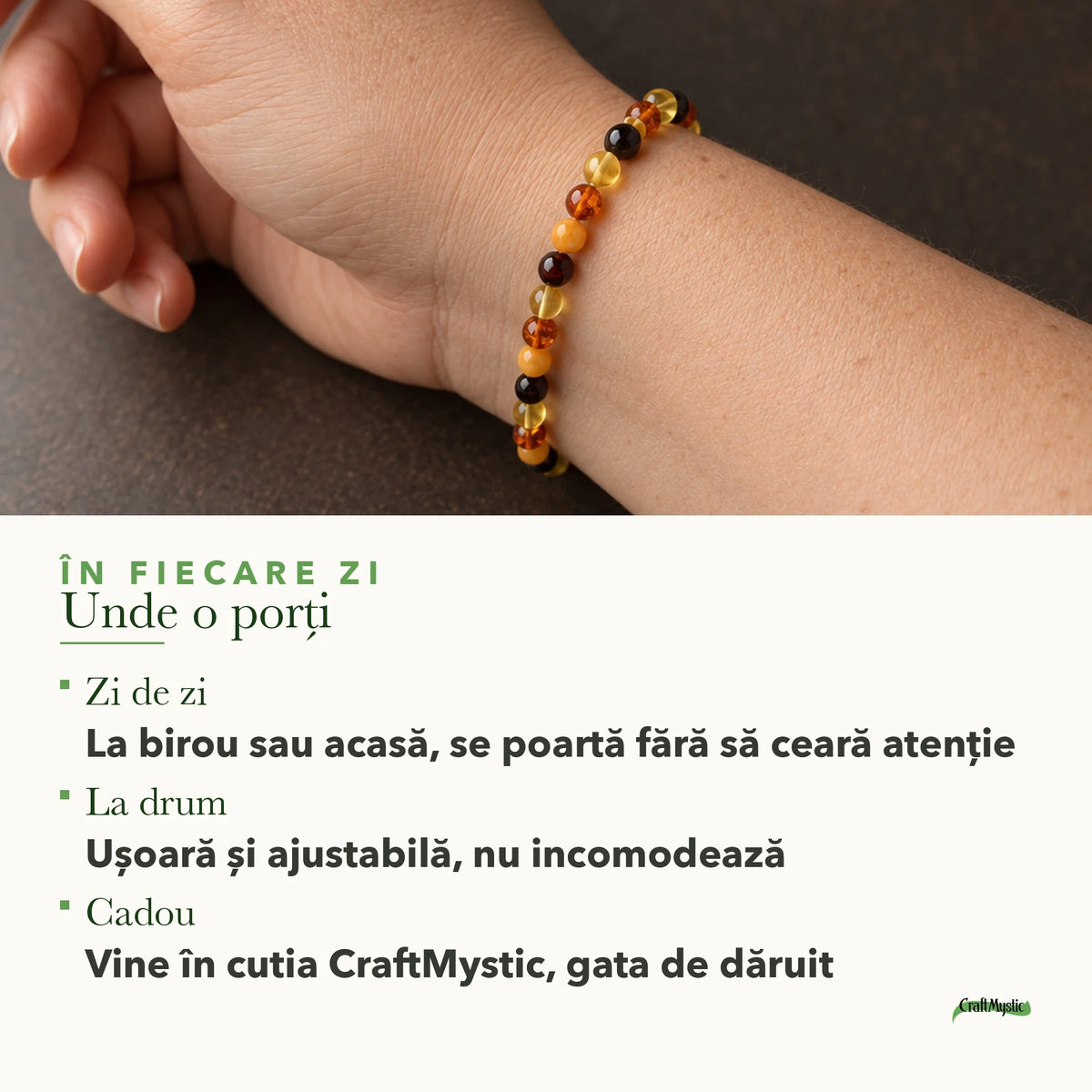 Unde se poartă Brățară cu Chihlimbar
