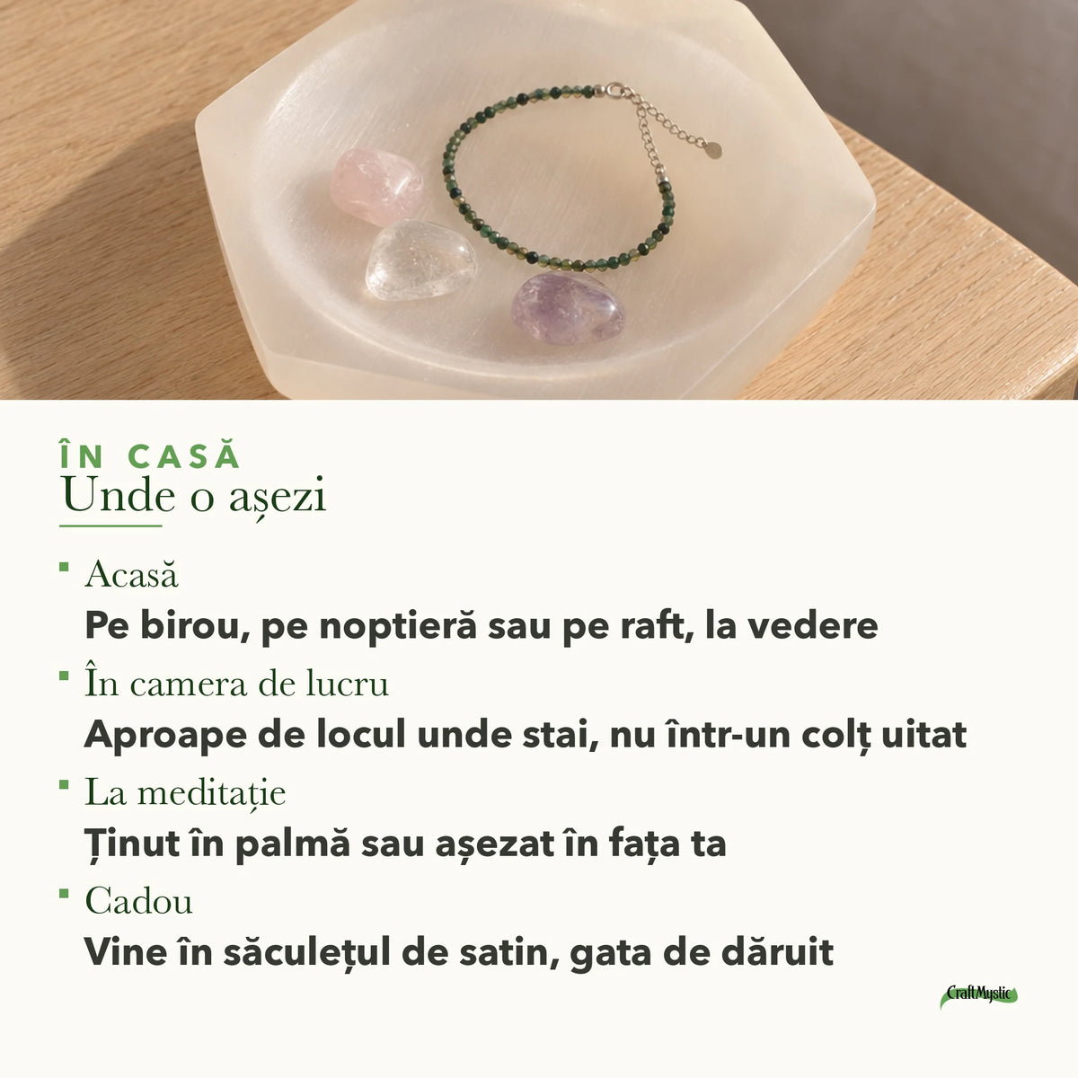 Unde se așază Bol Selenit cu Selenit: pe birou, pe raft sau la meditație