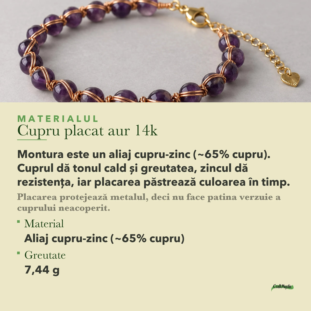 Despre materialul Cupru placat aur 14k