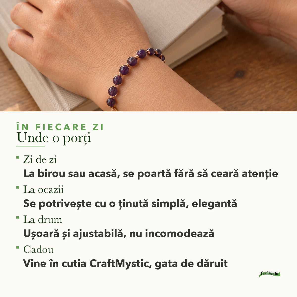 Unde se poartă Brățară cu Ametist