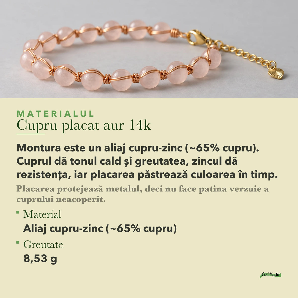 Despre materialul Cupru placat aur 14k