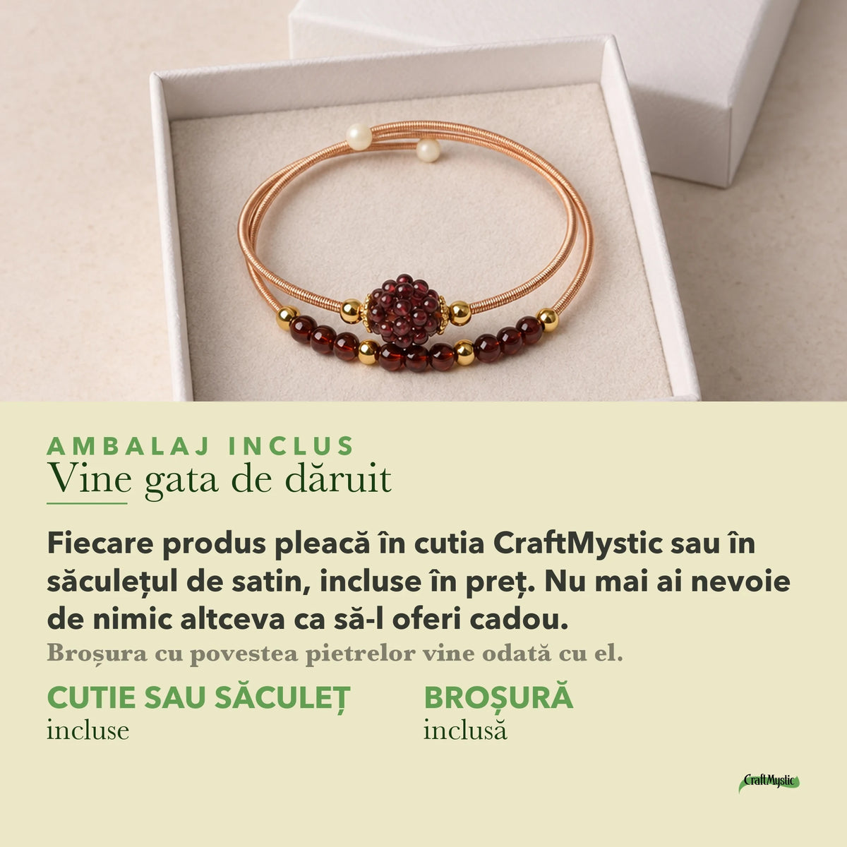 Ambalajul inclus: cutie CraftMystic sau săculeț de satin