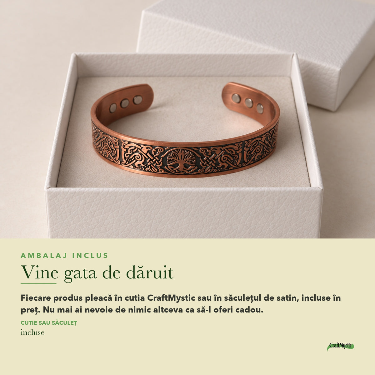 Ambalajul inclus: cutie CraftMystic sau săculeț de satin